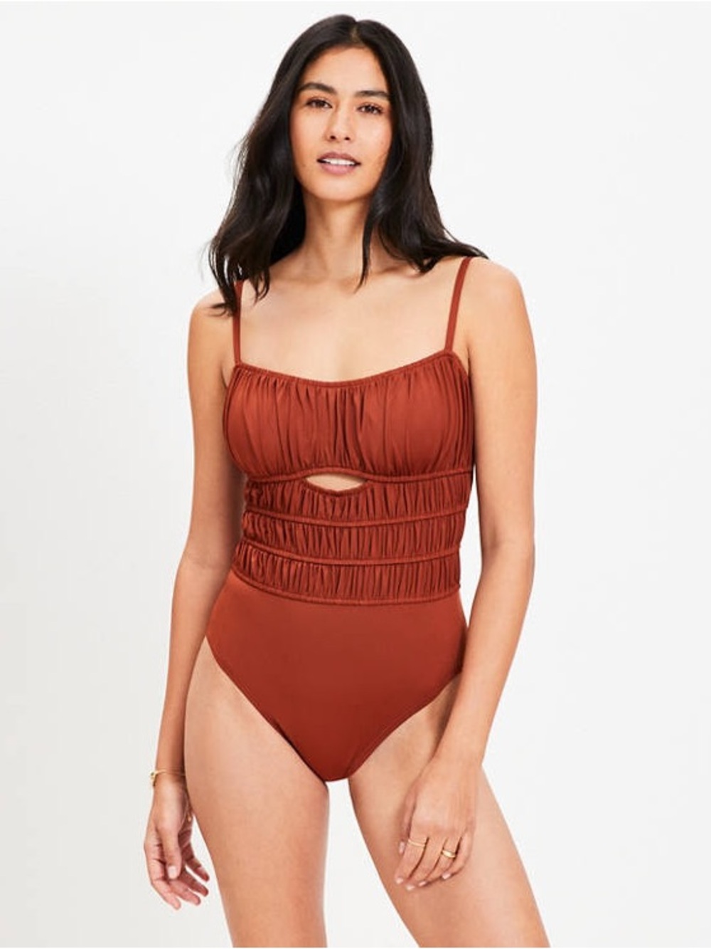 NWT | Loft | Ruched One-Piece Swimsuit in Rust